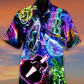 Neon Violin Music Hawaiian Shirt For Summer Vacation And Beach Travel
