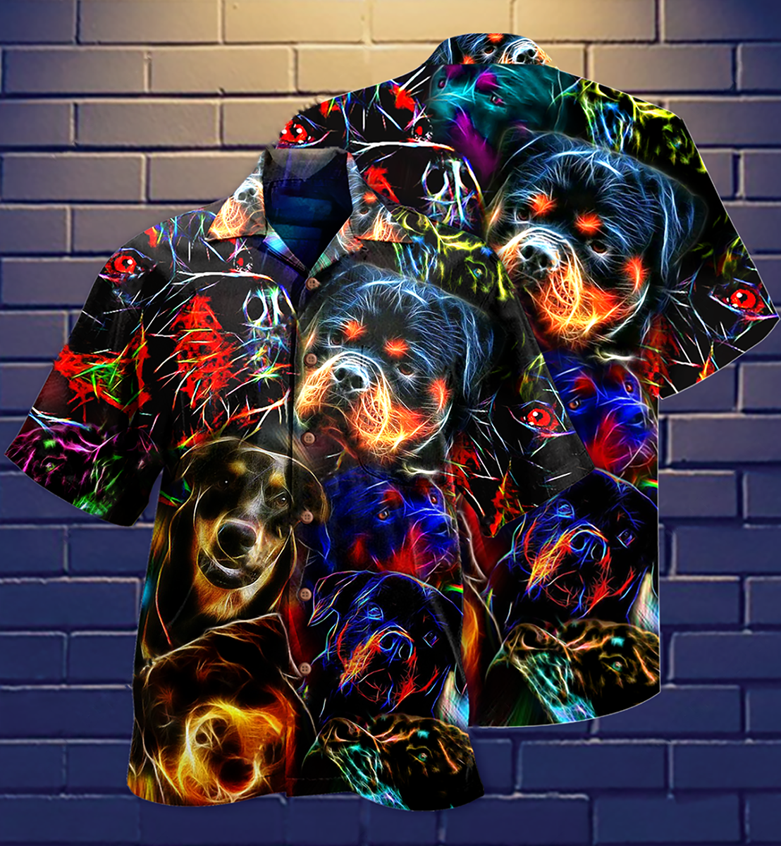 Rottweiler Dogs Bubby Hawaiian Shirt Design Detail For Beach Days And Holiday Travel