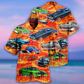 Car Fire Hawaiian Shirt Artwork View For Weekend Travel And Beach Style