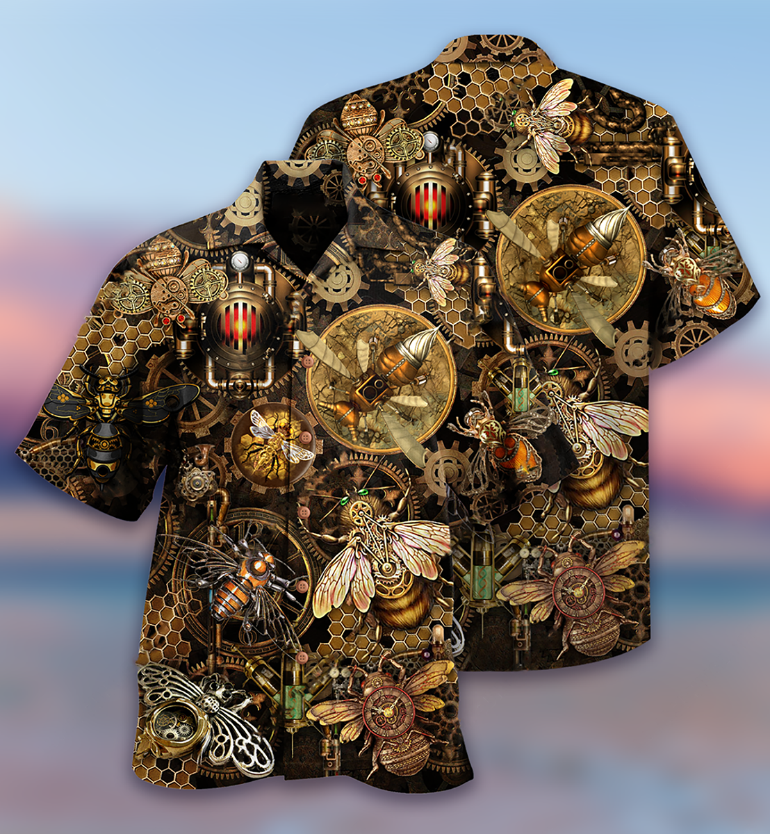 Vintage Mechanical Bug Hawaiian Shirt With All Over Print For Summer Travel Coastal Events And Thoughtful Gift Giving