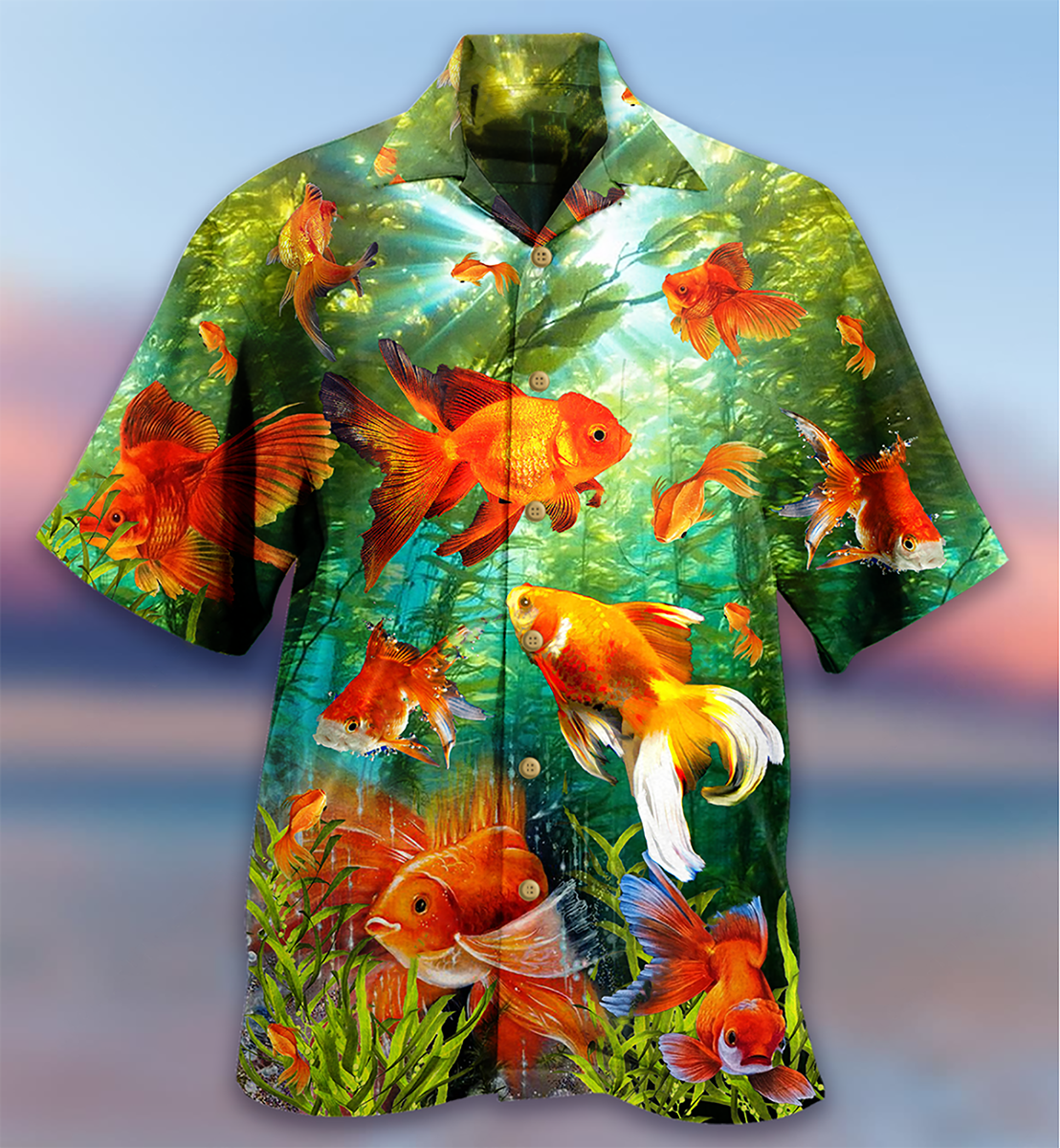 Fish Goldfish Beautiful Hawaiian Shirt Artwork View For Weekend Travel And Beach Style