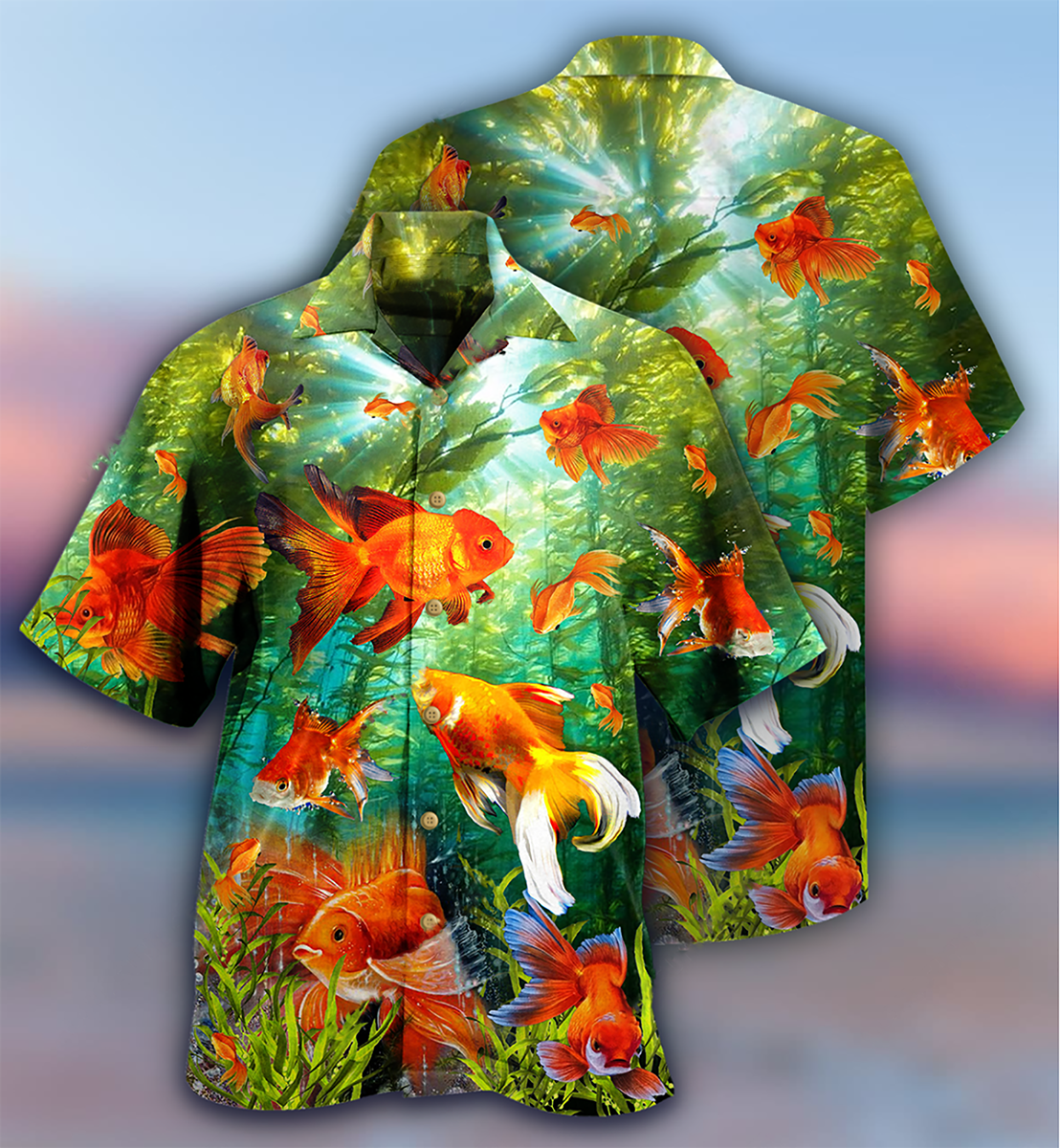 Fish Goldfish Beautiful Hawaiian Shirt For Vacation Days And Relaxed Coastal Outings
