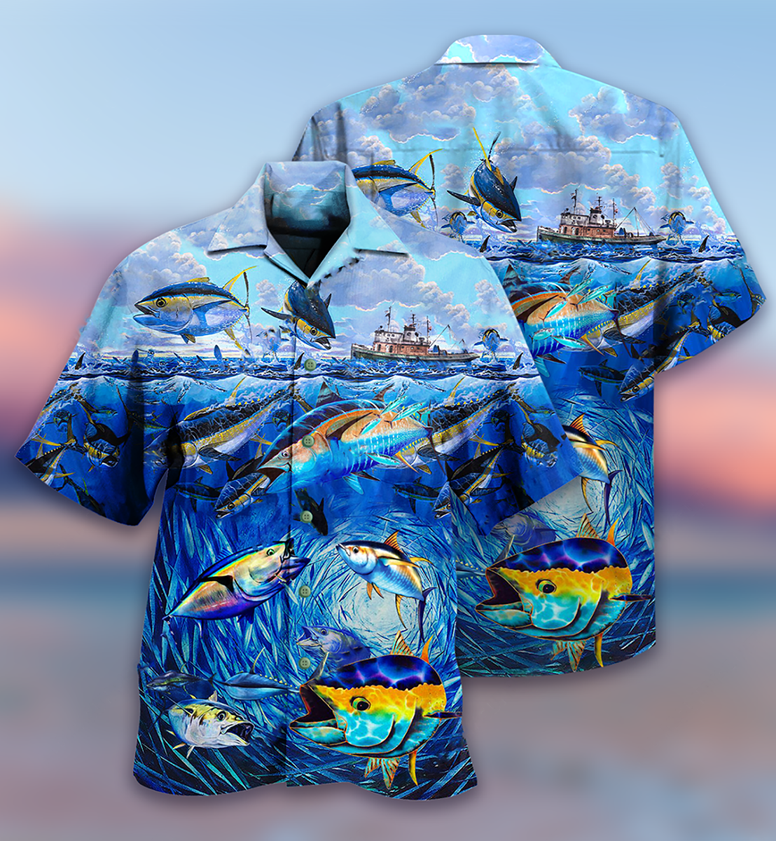 Fish Fishing Ocean Hawaiian Shirt Design Detail For Beach Days And Holiday Travel