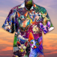 Cat Galaxy Back Hawaiian Shirt Artwork Detail For Resort Trips And Outdoor Activities