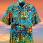 Blue Artistic Crab Hawaiian Shirt With Detailed Graphic For Beach Days Resort Trips And Relaxed Everyday Style