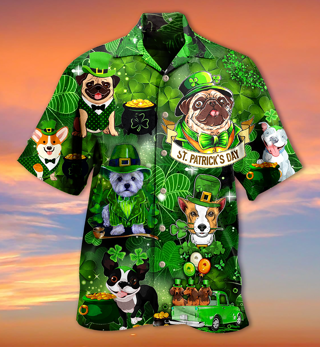 Irish Dogs Hawaiian Shirt Design Detail For Beach Days And Holiday Travel