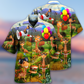 Happy Giraffe Smiling Hawaiian Shirt Pattern View For Relaxed Warm Weather Outfits