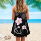 Turtle Is Beach Soul Black V-Neck Sleeveless Cami Dress For Tropical Parties And Casual Everyday Style