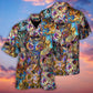 Neon Colorful Owl Wild Animal Hawaiian Shirt Artwork View For Weekend Travel And Beach Style