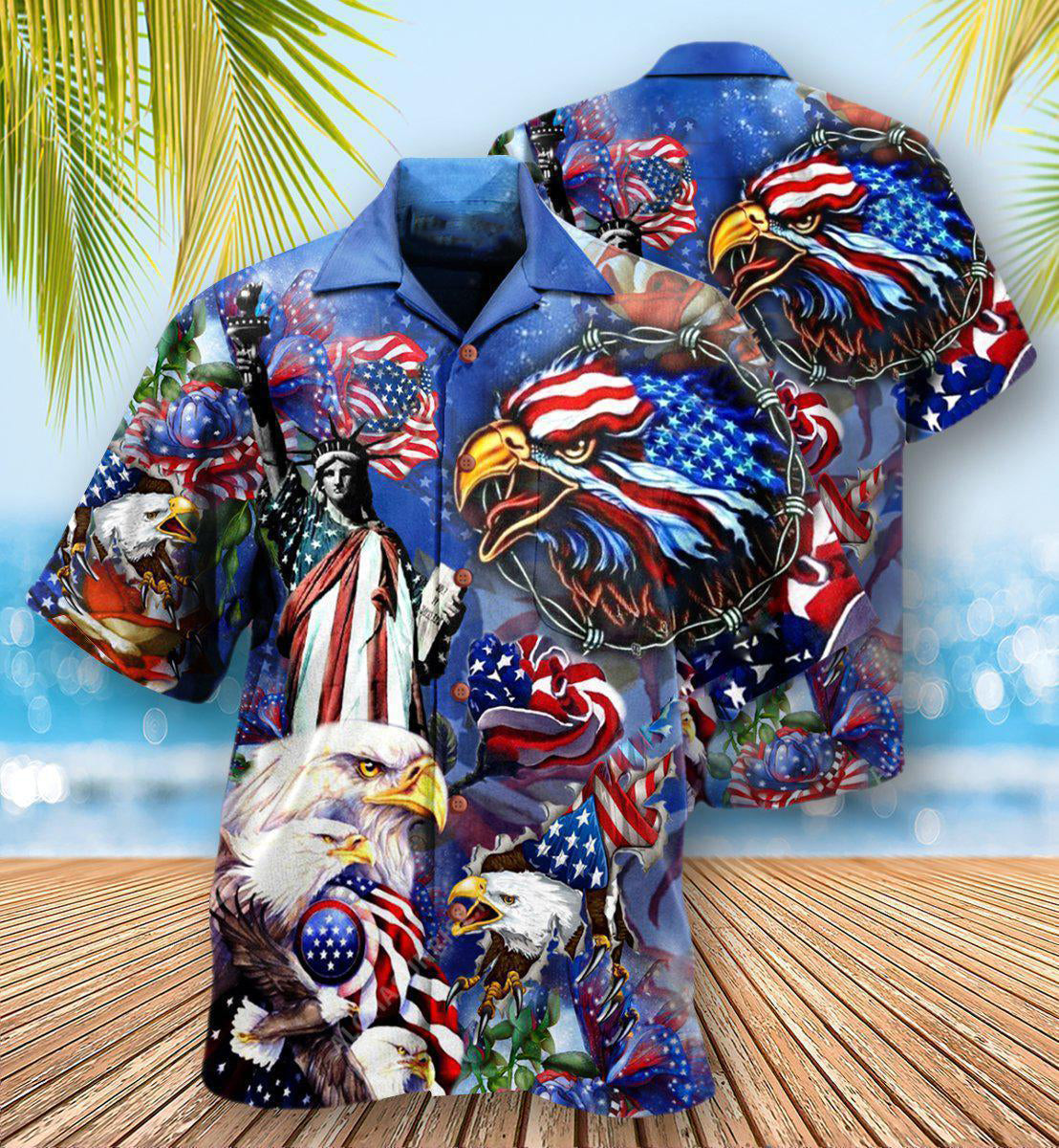 American Heat Beats True Country Patriotism Hawaiian Shirt Pattern View For Lightweight Everyday Style