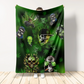 Green Skull Art Flannel Blanket For Cozy Bedroom Sofa Decor
