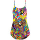 Hippie Patriotic Colorful Style V-Neck Sleeveless Cami Dress For Festivals Travel And Relaxed Casual Summer Wear