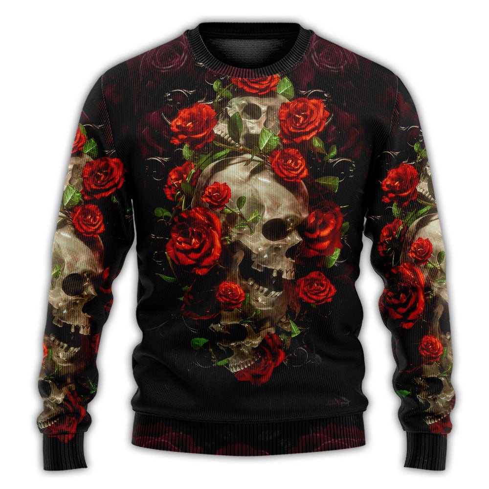 Skull And Roses Sweater For Fantasy Fans Casual Outings And Weekend Adventures