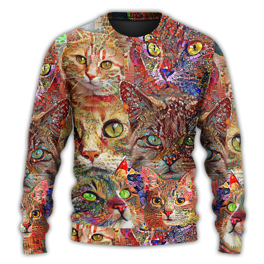 Colorful Cat Sweater For Distinctive Animal Artwork Holidays And Thoughtful Gifts