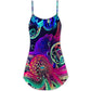 Neon Octopus Under The Sea V-Neck Sleeveless Cami Dress For Beach Trips And Relaxed Vacation Style