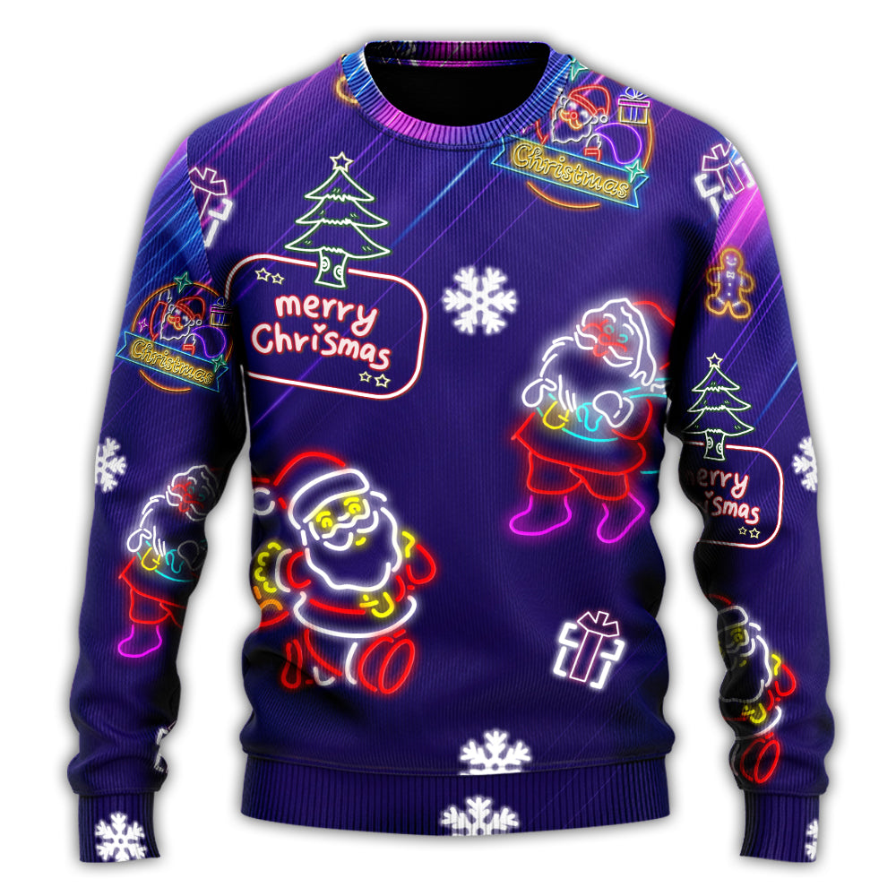 Christmas Santa Neon Light Party Sweater For Holiday Parties Family Gatherings And Seasonal Gift Giving
