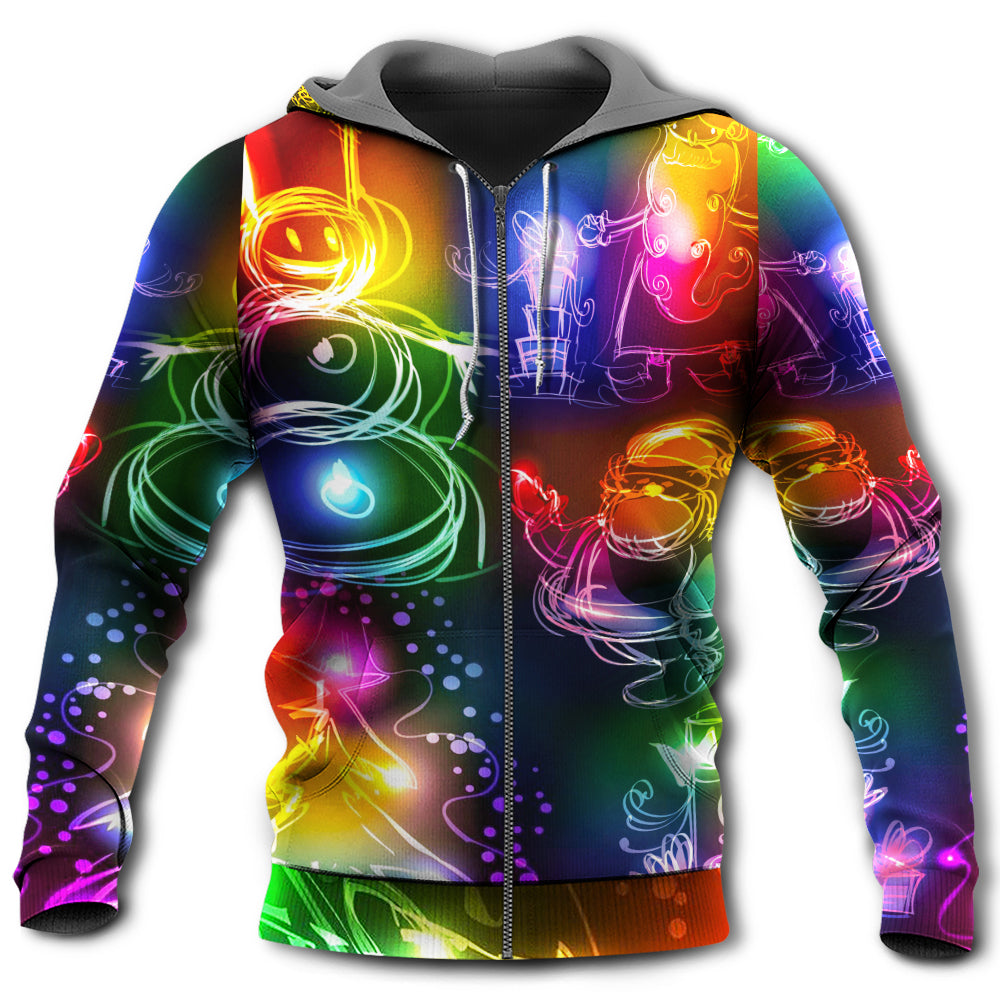 Neon Christmas Snowman Tree Light Hoodie For Holiday Vacations Winter Events And Everyday Comfort