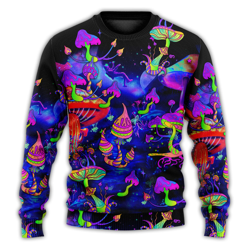 Hippie Mushroom Galaxy Neon Sweater For Colorful Outfits Weekend Events And Thoughtful Gift Giving