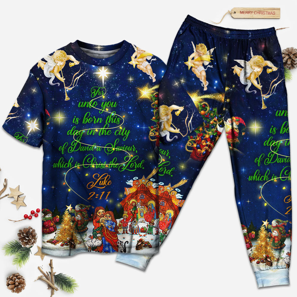 Nativity Christmas Celebration Short Sleeve Pajamas Set For Holiday Bedtime And Cozy Home Wear