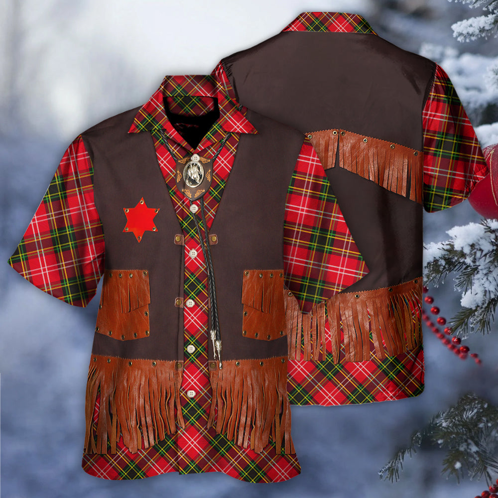 Vintage Christmas Santa Cowboy Hawaiian Shirt Pattern View For Lightweight Everyday Style