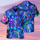 Neon Dart Sign Bright Royal Hawaiian Shirt Pattern Detail For Summer Holidays And Outdoor Fun