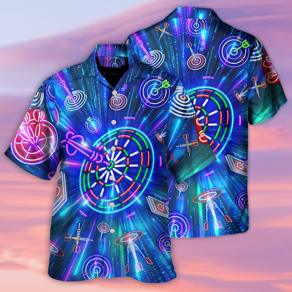 Neon Dart Sign Bright Royal Hawaiian Shirt Pattern Detail For Summer Holidays And Outdoor Fun