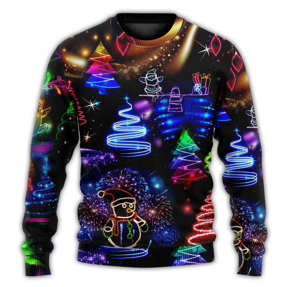 Christmas Neon Santa Snowman Sweater For Holiday Parties Family Gatherings And Seasonal Gift Giving