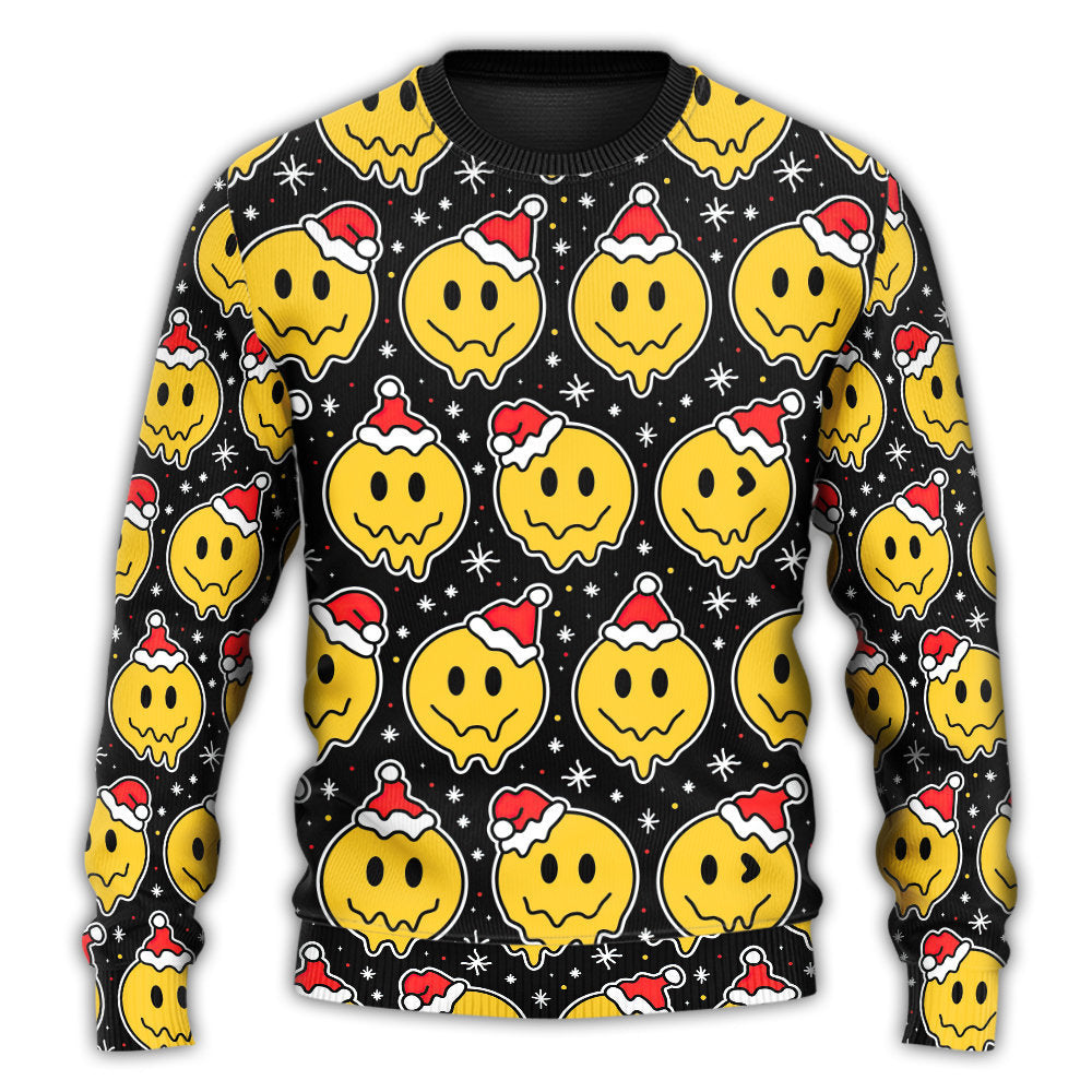 Christmas Smile Happy Face Santa Hat Sweater For Family Gatherings Winter Travel And Everyday Seasonal Comfort