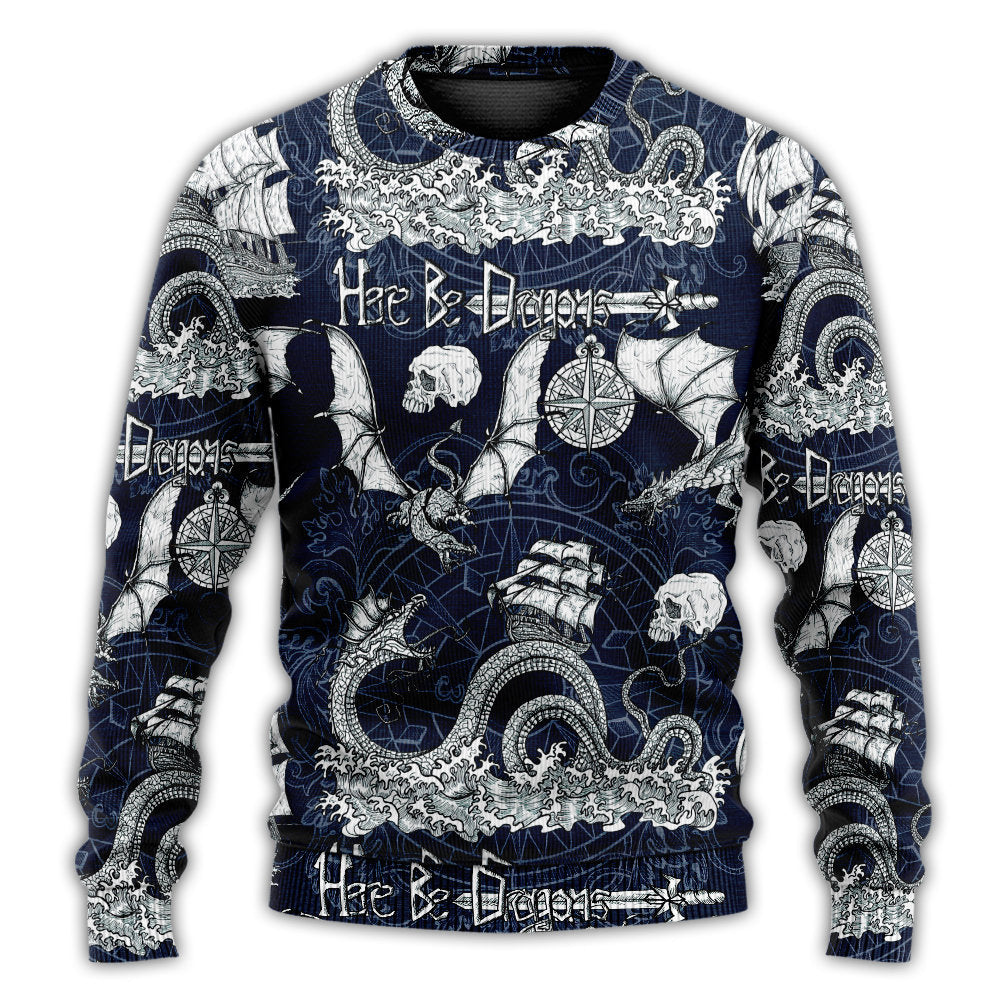 Dragon Skull Old Ship Sea Sweater For Bold Streetwear Travel And Relaxed Everyday Styling