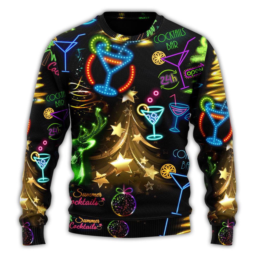 Christmas Cocktail Neon Sweater For Festive Family Events Casual Wear And Holiday Gift Giving