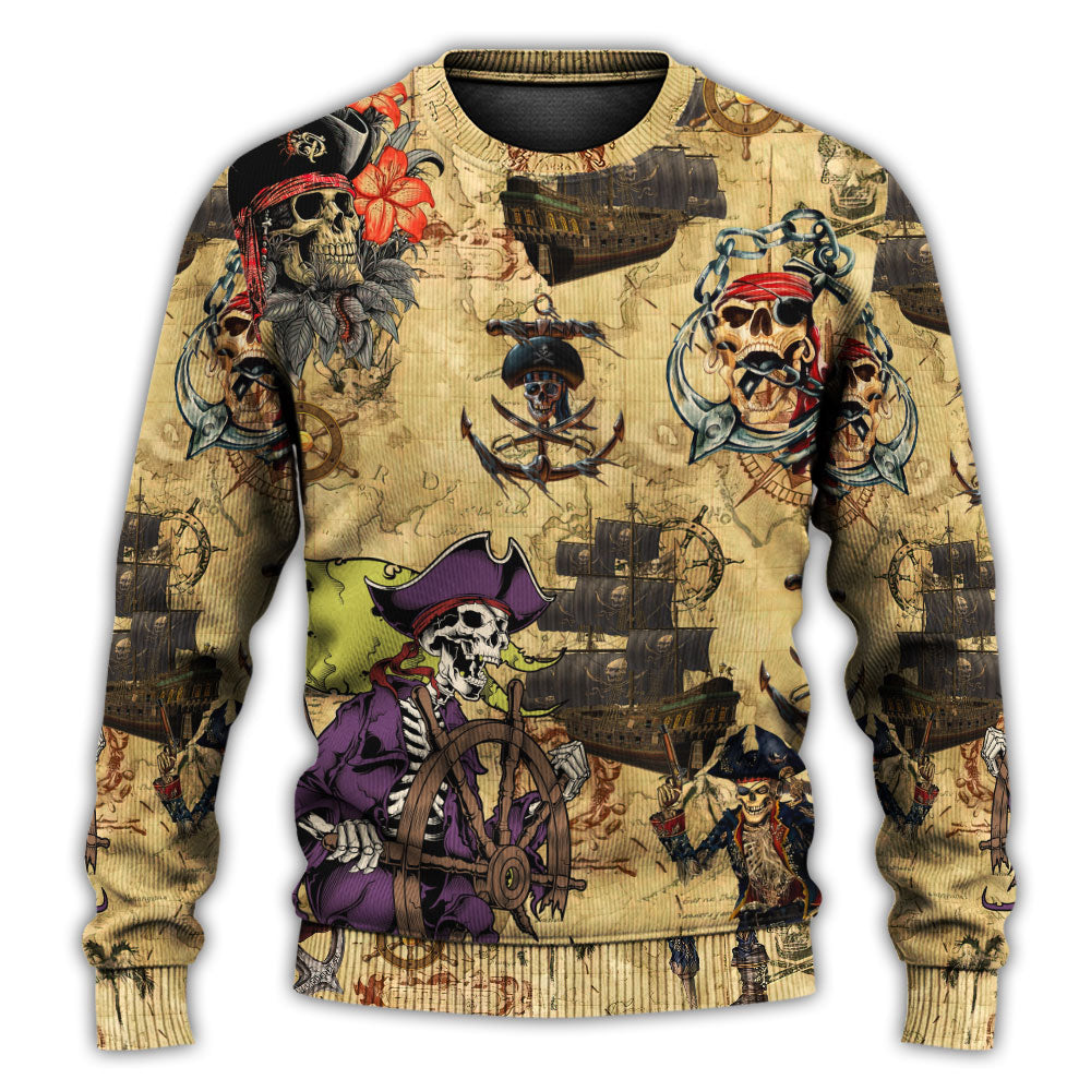 Skull Pirate Dark Adventure Sweater For Bold Streetwear Travel And Relaxed Everyday Styling