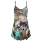 Tribal Wolf Dream Catcher Style V-Neck Sleeveless Cami Dress For Festivals Travel And Relaxed Casual Summer Wear