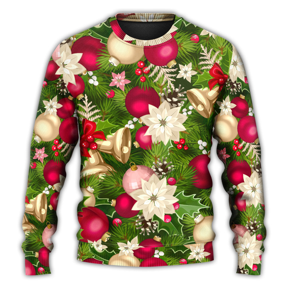 Christmas Fir Tree And Poinsettia Flowers Sweater For Festive Events Weekend Outings And Comfortable Winter Style