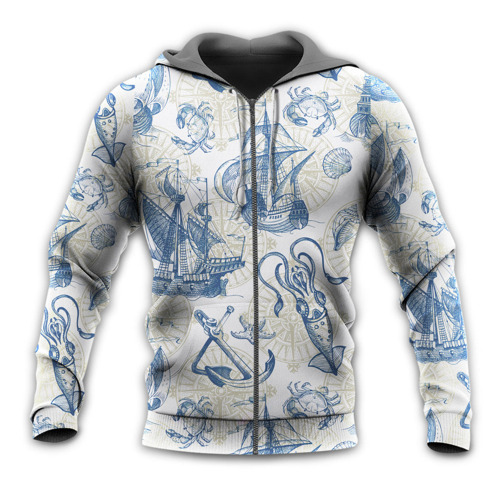 Vintage Sailboat Sea Map Hoodie For Coastal Life Casual Events And Everyday Comfort