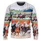 Horse Racing Wild Power Sweater For Casual Styling Weekend Outings And Creative Gift Giving