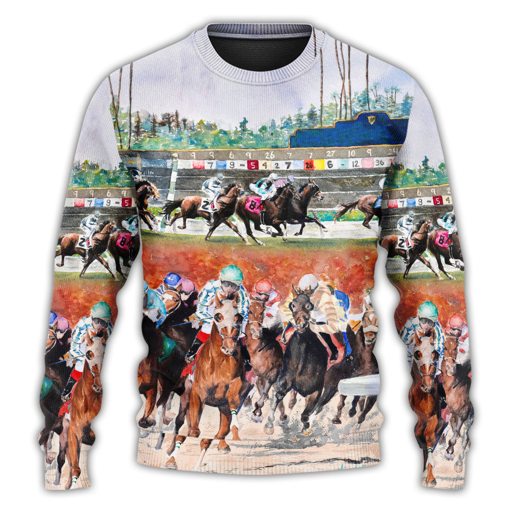 Horse Racing Wild Power Sweater For Casual Styling Weekend Outings And Creative Gift Giving