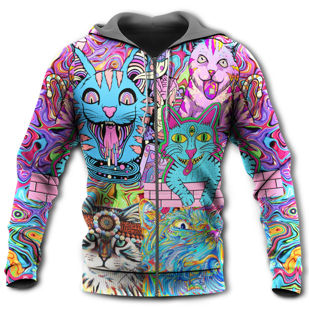 Hippie Cat Wonderful World Hoodie For Free Spirit Outings Holidays And Relaxed Layering