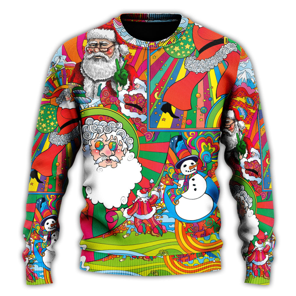 Hippie Santa Merry Xmas Sweater For Seasonal Parties Cozy Gatherings And Thoughtful Holiday Gifts