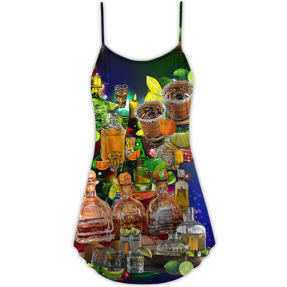 Christmas Wine Lemon Saying – Women's Summer Sleeveless V-Neck Camisole Dress