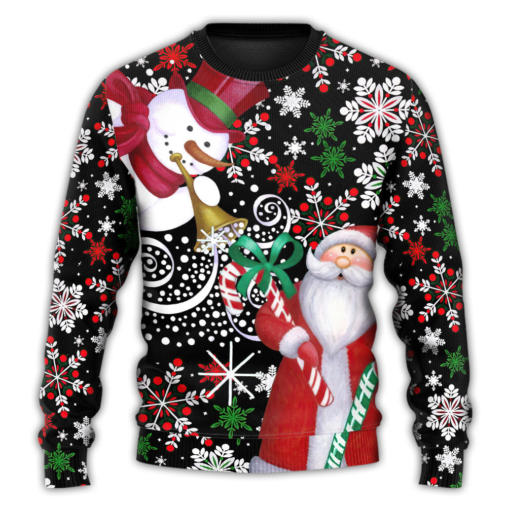 Christmas Snowy Day With Santa And Snowman Sweater For Winter Celebrations Family Events And Thoughtful Gifting