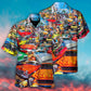 Retro Car Guitar Palm Trees Hawaiian Shirt For Coastal Adventures And Warm Weather Wear