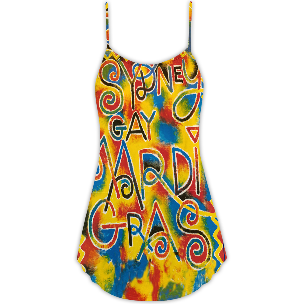 Colorful Pride Celebration Art V-Neck Sleeveless Cami Dress For Festivals Travel And Relaxed Casual Summer Wear