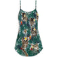 Cat Powered Tropical Island V-Neck Sleeveless Cami Dress For Vacations And Casual Warm Weather Wear