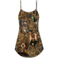 Vintage Cat Love Machine V-Neck Sleeveless Cami Dress For Summer Events And Comfortable Everyday Style