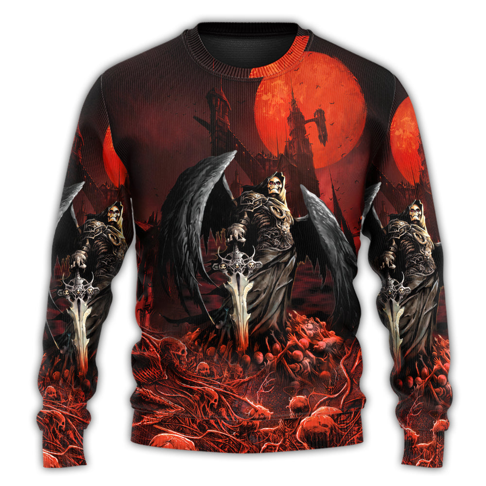 Halloween Skull Dark Night Sweater For Alternative Fashion Events And Thoughtful Seasonal Gifts