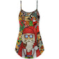 Christmas Hippie Santa Style V-Neck Sleeveless Cami Dress For Beach Trips Parties And Relaxed Warm Weather Style