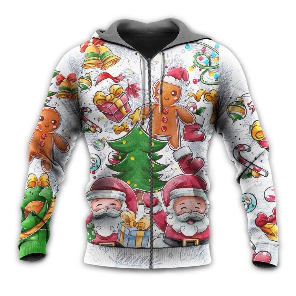 Cute Christmas Santa Snowman Gingerbread Hoodie For Winter Streetwear Christmas Travel And Seasonal Home Gatherings