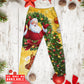 Santa And Golden Christmas Tree Long Sleeve Pajamas Set For Holiday Bedtime And Cozy Home Wear