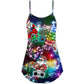 Music Santa Funny Christmas V-Neck Sleeveless Cami Dress For Holiday Parties And Relaxed Vacation Wear