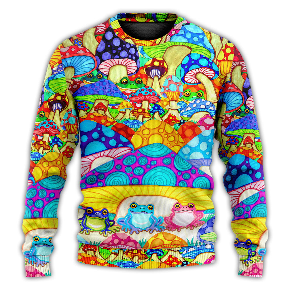 Hippie Frog Mushroom Peace Sweater For Psychedelic Art Fans Outdoor Events And Distinctive Gifts